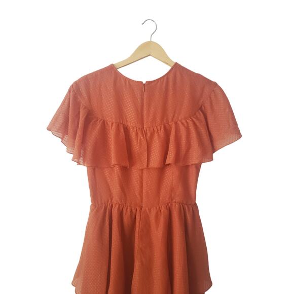 House of Harlow x Revolve Clint Orange Ruffle Dress Size Medium - Picture 5 of 7